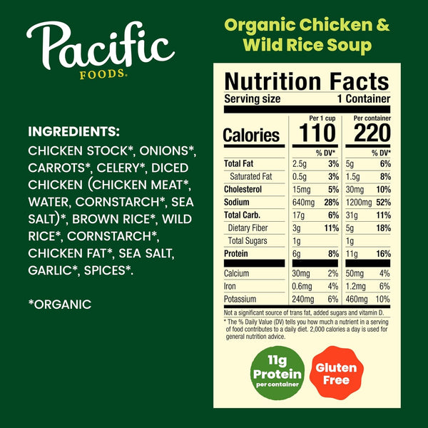 Pacific Foods Organic Chicken and Wild Rice Soup, 16.3 oz Can Chicken and Wild Rice 16.3 Ounce (Pack of 1)