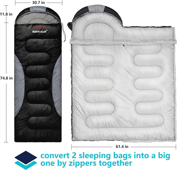 0 Degree Winter Sleeping Bags for Adults Camping (450GSM) - Temp Range (5F–32F) Portable Waterproof Compression Sack- Camping Sleeping Bags for
