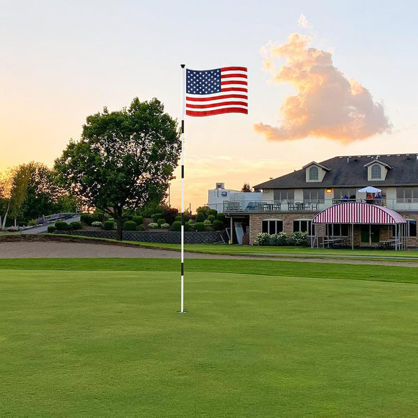 KINGTOP USA Golf Flag 20X14 Inch - Tube Inserted, Dual-Layer 420D Nylon, Double Sided Printing - Standard Putting Green Flags for Backyard