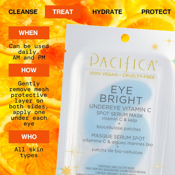 Pacifica Undereye Spot Serum Mask Ã¢ÂÂ Bright Eye Vitamin C Mask for Dark Circles & Hydration, Brightening under Eye Treatment, Vegan &