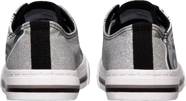 FOCO Womens NFL Team Logo Ladies Fashion Glitter Low Top Canvas Sneakers Shoes Philadelphia Eagles 8 Glitter