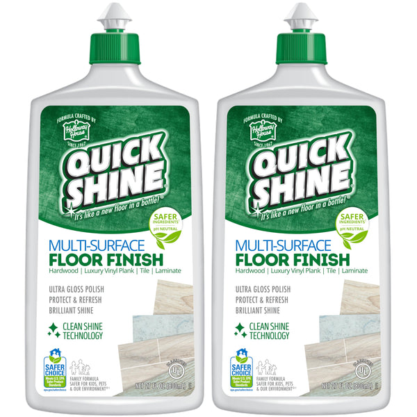 Quick Shine Multi Surface Floor Finish 27Oz, 2Pk | Cleaner & Polish to Use on Hardwood, Laminate, Luxury Vinyl Plank LVT, Tile & Stone | Safer
