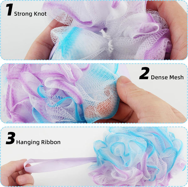 Chuya Bath Sponges Loofahs 70 Grams Large Size,4 Pack Shower Sponge Exfoliating Cleaning Bath Loofa Body Scrubber Balls for Women Men Children