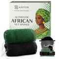 ADETON African Net Sponge Authentic with Knots, 2 Pieces Exfoliating Body Scrubber, Sapo Bath Sponge, Nylon Loofah Washcloth, Back Scrub for