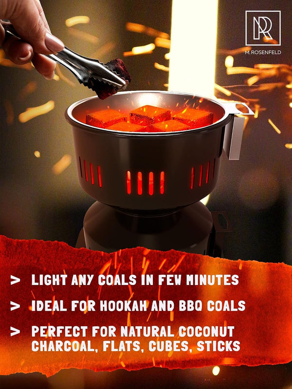 Hookah Coal Burner for Hookah – Premium FIRE Tower Multipurpose Electric Stove for Hookah Coals Burner for Shisha, Free Hookah Tongs, overheat