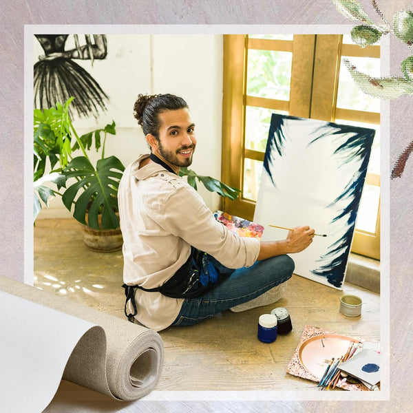 Fuutreo 8 Yard Long x 36" Wide / 63'' Wide Large Canvas Roll 12 oz Cotton Triple Primed Canvas Roll Gesso Artist Painting Backdrop(36" Wide x 8