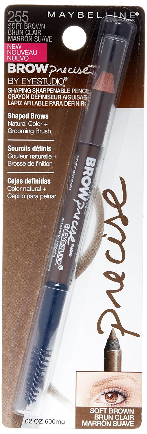 Maybelline New York Brow Precise Shaping Eyebrow Pencil, Soft Brown, 0.02 oz. Soft Brown 1 Count (Pack of 1)