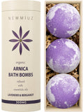 Arnica Bubble Bath Bombs Lavender Bergamot Essential Oils Luxurious Mega Foaming Bath Bombs for Dry Skin Nourishment Moisturizing Blissful Bath