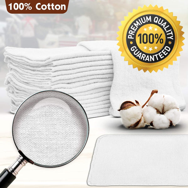 Nabob Wipers Auto Mechanic Shop Towels 100 Pack Bulk Rags 100% Cotton Commercial Grade Shop Rags Size 14"x14" (100 Pack, White) 100 Pack White