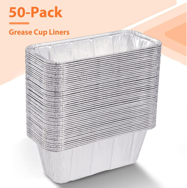 50-Pack Griddle Accessories for Blackstone - Grease Cup Liners Compatible with Blackstone 5017 Griddle, Aluminum Foil Drip Pan Disposable Grease