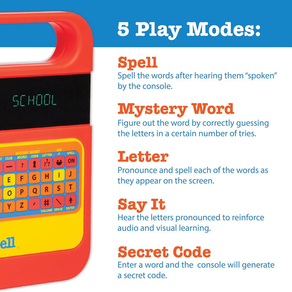 Playmonster Speak & Spell Electronic Game - Educational Learning Toy, Spelling Games, 80S Retro Handheld Arcade, Autism Toys, Activity for Boys,
