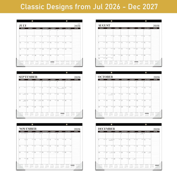 2026-2027 Desk Calendar, Jul.2026 - Dec.2027, 16.8" x 12" | Thick Paper, Desk Calendar 2026-2027/Wall Calendar 2-in-1 with Corner Protectors,