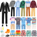 Lot 16 PCS Doll Clothes & Accessories Classic Black Suit for Boy Doll | Include Random 4 PCS Casual Wear + 5 PCS Dolls Pants + 3 Pairs of Shoes