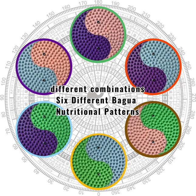 Yinyang Balance Foot Massage Mat 2 Pack, Tai Ji Bagua Pattern with Magnetic Therapy, Custom Color Acupressure Reflexolog