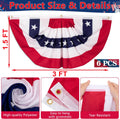 6 PCS 4th of July Decorations Outdoor, 1.5 x 3 FT American Flag Banner, Patriotic Bunting USA Pleated Fan Flags US Half Fan Flag Independence Day