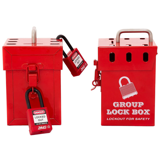 ZING Green Products 7286 Mini Lockout Tagout Box, 4.5 X 10 X 10 Inch, Red