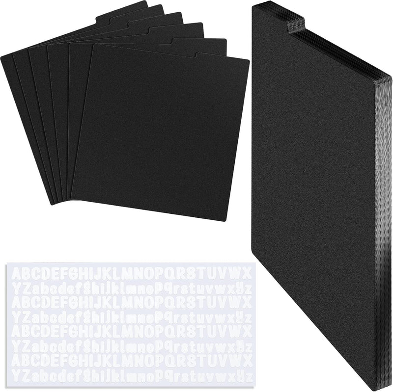 Gueevin 30 Pcs Vinyl Record Divider 12.5 x 13.49 Inch Vinyl Record Accessories with White A-z Stickers for Organizing Protection