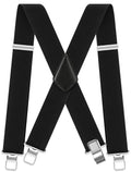 Ultrashang CLASSIC Mens Heavy-Duty Suspender: 2-Inch Wide, Sturdy Clips, X-Back, Adjustable Elastic Work Suspenders Black