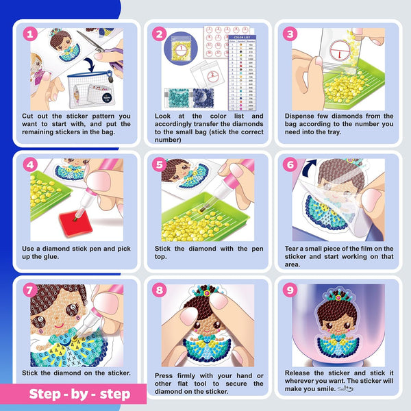 Halmolife Diamond Art Kits for Kids Boys and Girls Ages 6-8-10-12 Easy to DIY Creative Diamond Art Sticker Craft by Numbers Kits for Kids and