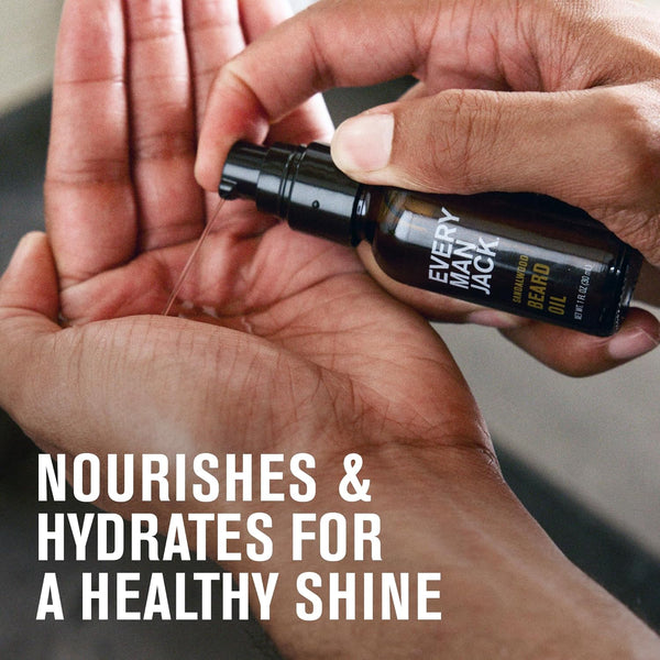 Every Man Jack Mens Beard Oil - Subtle Aged Bourbon & Sandalwood Fragrance - Deeply Moisturizes and Softens Your Beard and Adds a Natural Shine -