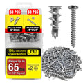 100 Pieces Zinc Dry Wall Anchors and Screws Kit Metal - 50 Pcs Self Drilling Anchors and 50 Pcs #8 x 1-1/4" Screws, Heavy Duty 65lb Capacity, No