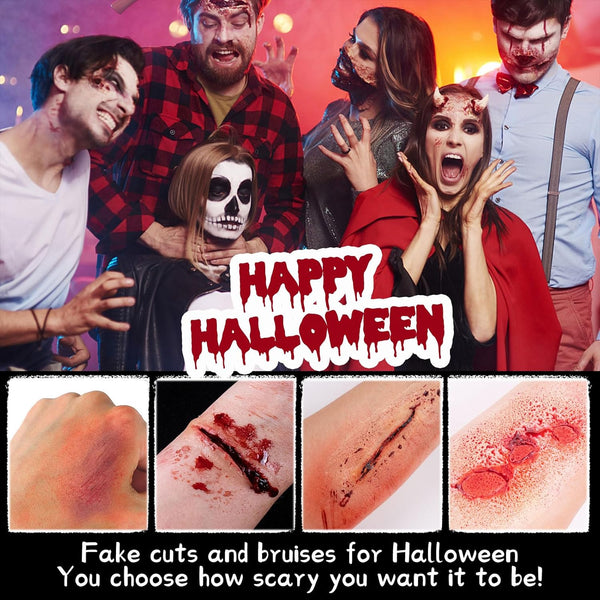 CHASPA Halloween Liquid Latex Special Effects SFX Makeup Kit - Scar Wax + 2 Btl Liquid Latex + 2 Btl Fake Blood + Spatula Tool + 2Pcs Stipple