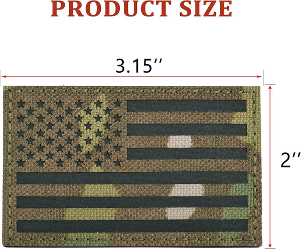 U-LIAN 2x3.15 Inch IR Infrared US USA American Flag Patch Tactical Vest Patch Hook-Fastener Backing (Forward+Reversed) IR-Camo2pc