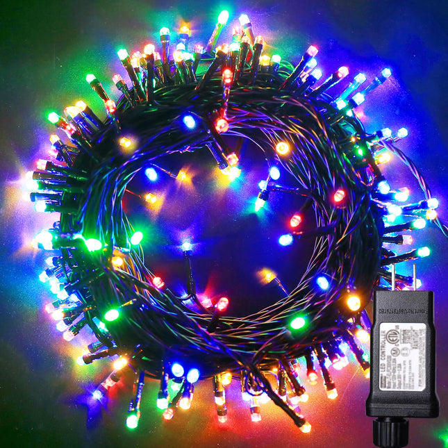 Blingstar Christmas Lights Colored String Lights 33 Ft 100 LED Waterproof Multicolor Twinkle Lights 8 Modes 30 V Plug in