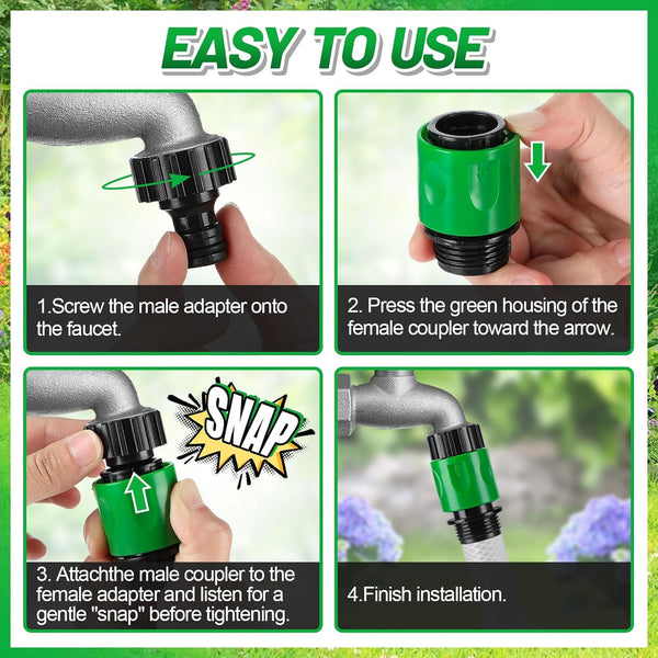 15 Pieces Plastic Garden Hose Quick Connectors- Water Hose Quick Connect Male and Female 3/4" US Thread Fitting Set for Garden Hoses, Sprinklers