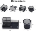 Pen Holder for Desk, 6 Pieces Mesh Desk Organizer Set 3 Compartments Pens Holder, Mail Organizer Letter Holder Home Office Supplies Caddy Storage