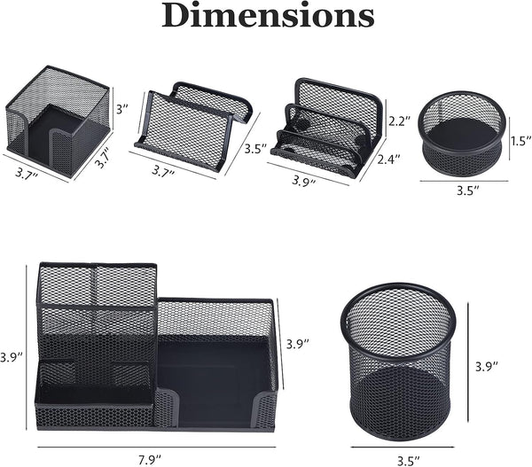 Pen Holder for Desk, 6 Pieces Mesh Desk Organizer Set 3 Compartments Pens Holder, Mail Organizer Letter Holder Home Office Supplies Caddy Storage