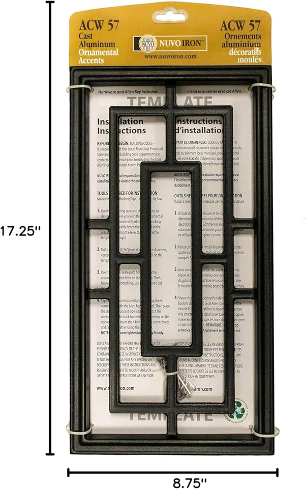 Nuvo Iron Decorative Insert for Fencing, Gates, Home, Garden - Rectangle, 17