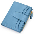 Oscaurt Small Wallet Women RFID Blocking Bifold Compact Credit Card Holder Leather Wallets for Women with Zipper Coin Pocket and 2 ID Window (Blue)