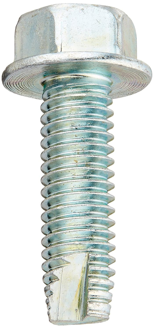 Small Parts 37203W Steel Thread Cutting Screw, Zinc Plated Finish, Hex Washer Head, Type 23, 3/8"-16 Thread Size, 1-1/4"
