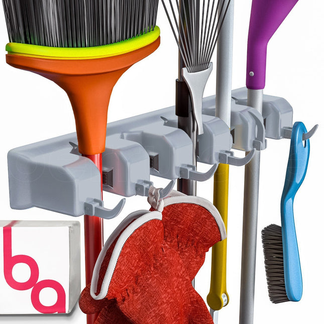 Berry Ave Broom Holder Wall Mount and Garden Tool Organizer, Closet Storage, Kit