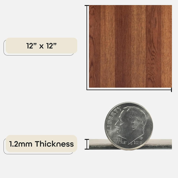 Nexus Self Adhesive 12-Inch Vinyl Floor Tiles, 20 Tiles - 12" x 12", Medium Oak Plank-Look Pattern - Peel & Stick, DIY Flooring for Kitchen,
