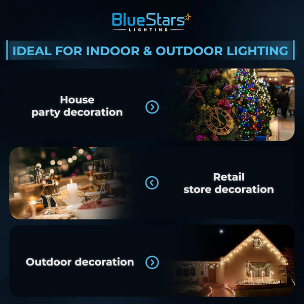 Bluestars 3W C7 LED Light Bulbs, E12 Candelabra Base 120V 15W Equivalent, 2700K Warm White, Non-Dimmable, Clear Glass for Indoor Outdoor Holiday