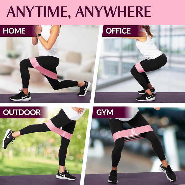 Gymb Premium Resistance Bands for Working Out - Exercise Bands to Workout Glutes, Thighs & Legs - Non Slip Cloth Booty Bands for Gym & Home