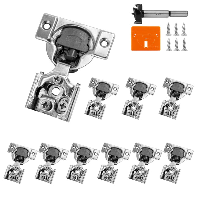 1/2 Inch Overlay Soft Close Cabinet Hinges, 10 Pack Slow Soft Close Hinges for Kitchen Cabinets Satin Nickel Hidden Self Closing Kitchen Cabinet