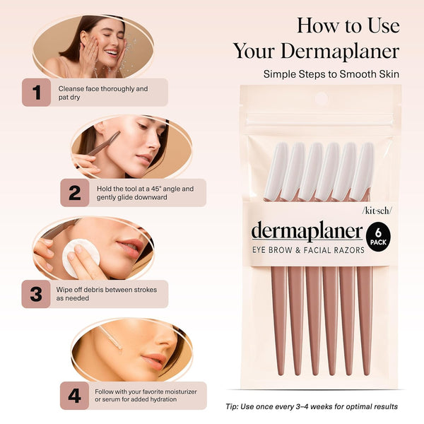 Kitsch Dermaplane Razor for Women Face – Terracotta, 12 pcs | Face Razors for Women & Men, Eyebrow Razor & Face Shaver – Exfoliating Facial Razor