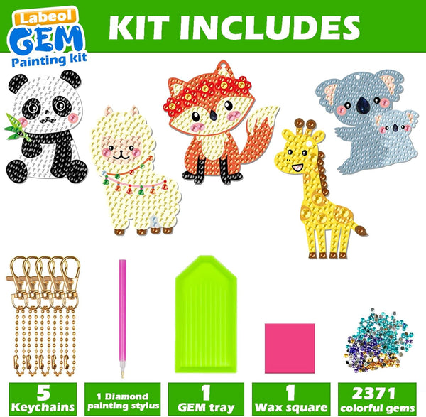 Labeol Arts and Crafts for Kids Ages 8-12 - Creat Your Own GEM Keychains-5D Diamond Art by Numbers GEM Art Kits for Kids Girls Toddler Crafts Age