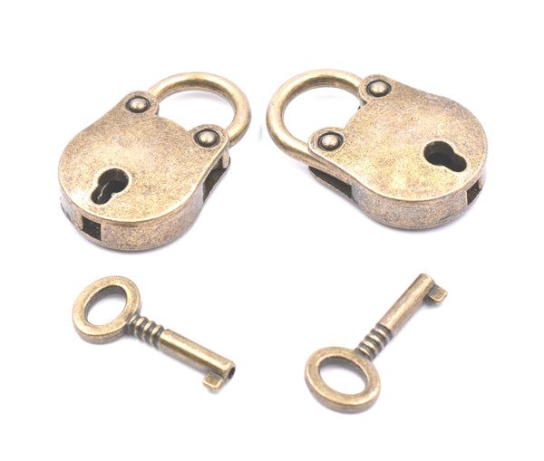 2pcs Old Vintage Antique Style Mini Archaize Padlocks Key Lock with Key