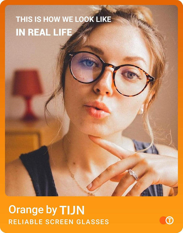 TIJN Blue Light Blocking Glasses Men Women Vintage Thick Round Rim Frame Eyeglasses 01. Whiskey Tortoise