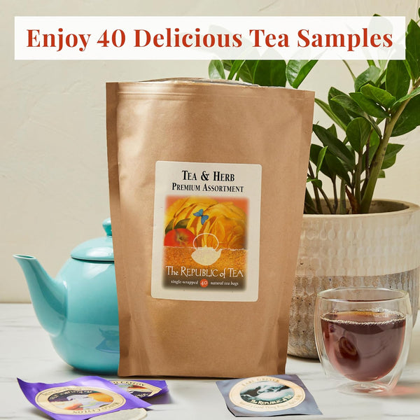 The Republic of Tea â Premium Assortment of Teas & Herbs, 40 Individually Wrapped Tea Bags