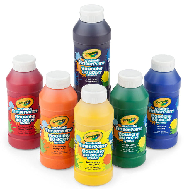 Crayola Washable Finger Paints (6Ct), Toddler Paint Set, Nontoxic Finger Paint f