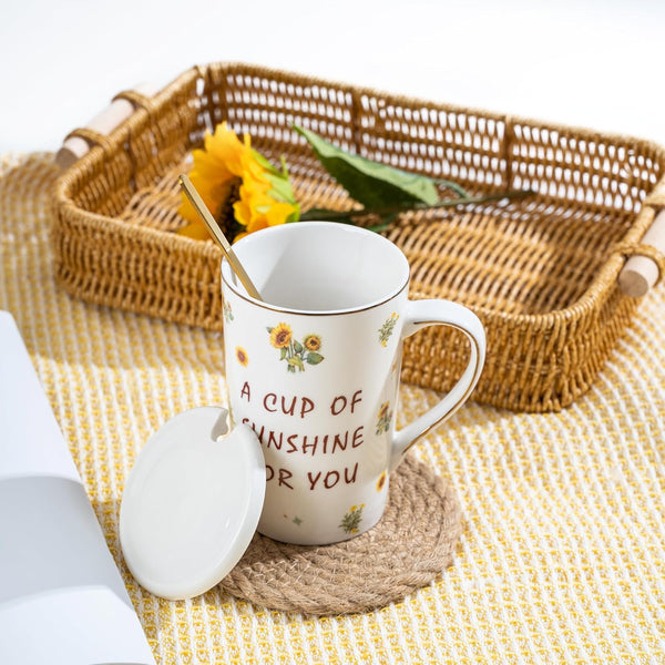 Sunflower-Themed Encouragement Gift Box for Women - Self Care Package with Ultra Soft Flannel Blanket, Best Friend Birthday, Thinking of You Gifts