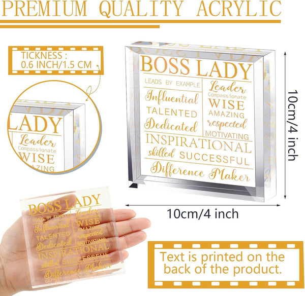 Yalikop Boss Lady Gifts for Women Desk Decor Sign,Classic Style,Gold Gold Classic Style