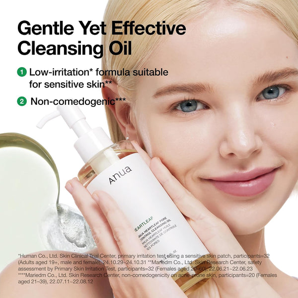 Anua Heartleaf Pore Control Cleansing Oil, Pore Cleanser, Sebum Care, Gentle Melting Oil Cleanser for Face, Safe For All Skin Type, Daily