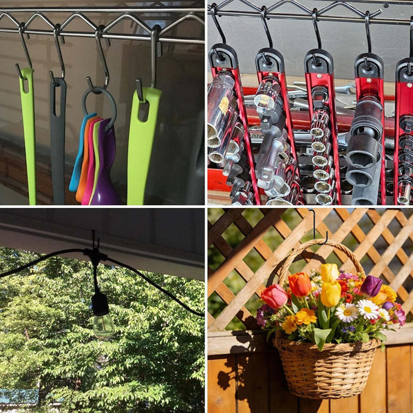 ESFUN 24 Pack 3 inch Heavy Duty S Hooks Pan Pot Holder Rack Hooks Hanging Hangers S Shaped Hooks for Kitchenware Pots Utensils Clothes Bags Towels