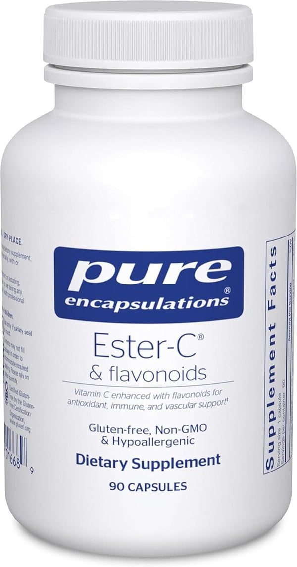 Pure Encapsulations Ester-C & Flavonoids - Vitamin C Supplement for Antioxidants - Immune & Vascular Support* with Calcium & Rutin - Gentle on
